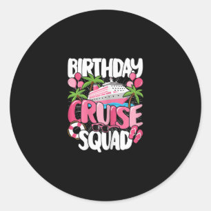 Pegatina Redonda Equipo de crucero de cumpleaños Mujeres chicas lin