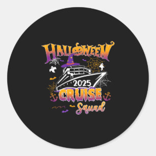 Pegatina Redonda Equipo de crucero de Halloween 2025 Familiar Cruce