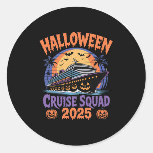 Pegatina Redonda Equipo de crucero de Halloween 2025 Fiesta de vaca
