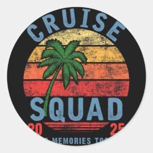 Pegatina Redonda Equipo de crucero Vacaciones de verano 2025 Famili
