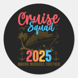 Pegatina Redonda Equipo de crucero vacaciones de verano 2025 famili