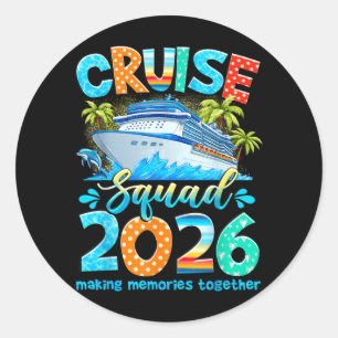 Pegatina Redonda Equipo de crucero Vacaciones de verano 2026 Famili