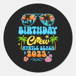 Pegatina Redonda Equipo de cumpleaños de Myrtle Beach Vacaciones Cr