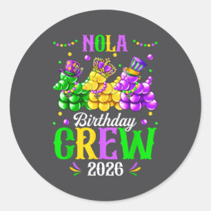 Pegatina Redonda Equipo de cumpleaños de Nola 2026 Carnaval de Nuev