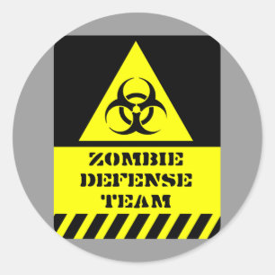 Pegatina Redonda Equipo de Defensa Zombie