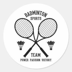 Pegatina Redonda Equipo de deportes de bádminton