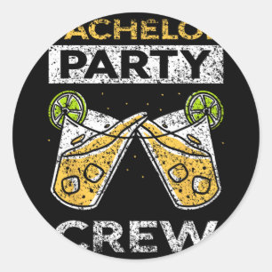 Pegatina Redonda Equipo de despedida de soltero novia novio equipo