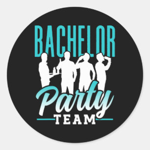 Pegatina Redonda Equipo de despedida de soltero novio novia 2 
