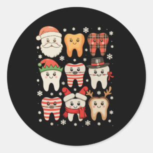 Pegatina Redonda Equipo de dientes de Navidad dental tripulación de