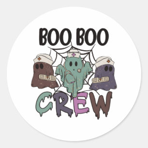 Pegatina Redonda Equipo de enfermería de Halloween Boo Boo