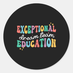Pegatina Redonda Equipo de ensueño de educación excepcional Profeso