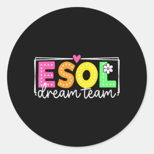Pegatina Redonda Equipo de ensueño de ESOL de vuelta al cole profes