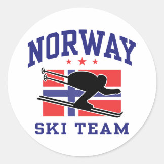 Pegatina Redonda Equipo de esquí de Noruega