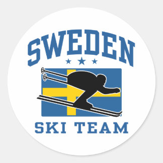 Pegatina Redonda Equipo de esquí de Suecia