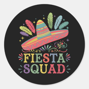 Pegatina Redonda Equipo de Fiesta Cinco de Mayo Familiar Combinando