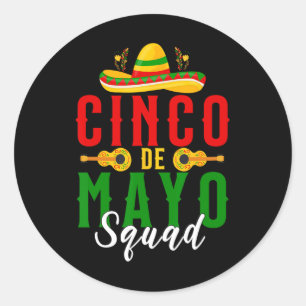 Pegatina Redonda Equipo de fiesta de Cinco De Mayo Partido Mexicano
