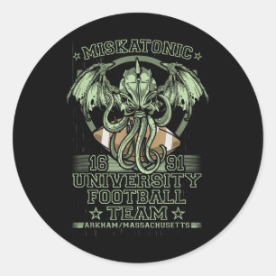 Pegatina Redonda Equipo de fútbol Cthulhu M de la Universidad Miska