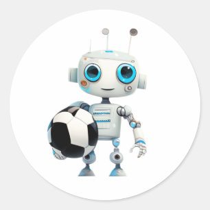Pegatina Redonda Equipo de fútbol Cute Robot