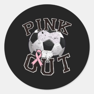 Pegatina Redonda Equipo de Fútbol Pink Out Mes de Concientización s