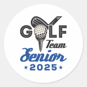 Pegatina Redonda Equipo De Golf Senior 2025 Graduación Noche Cl De