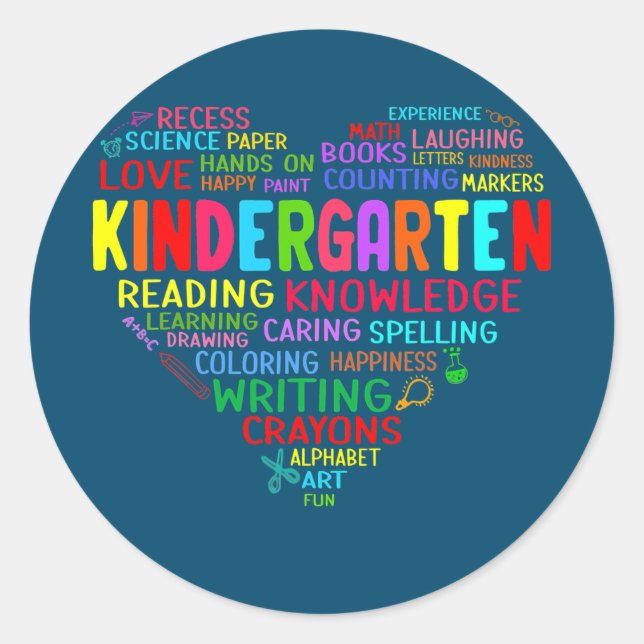Pegatina Redonda Equipo de guardería de regreso a la escuela (Anverso)