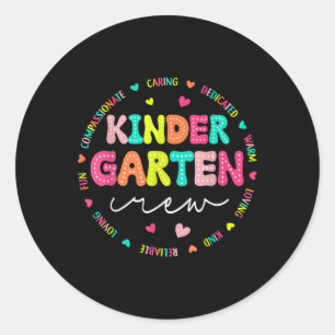 Pegatina Redonda Equipo De Guardería De Vuelta Al Colegio De Niños