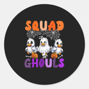 Pegatina Redonda Equipo de Halloween de Ghouls tres patos lindos co