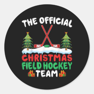 Pegatina Redonda Equipo de Hockey sobre Césped de Navidad - Jugador