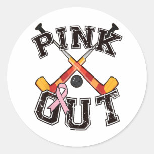 Pegatina Redonda Equipo de Hockey sobre Césped Pink Out Conciencia