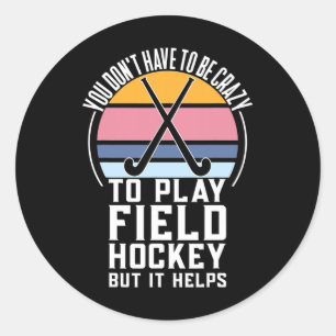 Pegatina Redonda Equipo de hockey sobre hierba divertida cita para