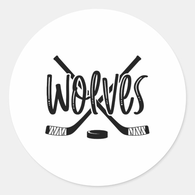 Pegatina Redonda Equipo de hockey Wolves Mascot School Spirit Game  (Anverso)