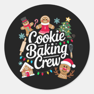 Pegatina Redonda Equipo de Horneado de Galletas Navidad Pan de Jeng
