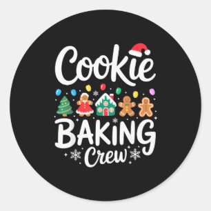 Pegatina Redonda Equipo de Horneado de Galletas Navideños Chefs Fes