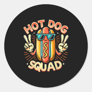 Pegatina Redonda Equipo de Hotdog de la brigada de perros calientes