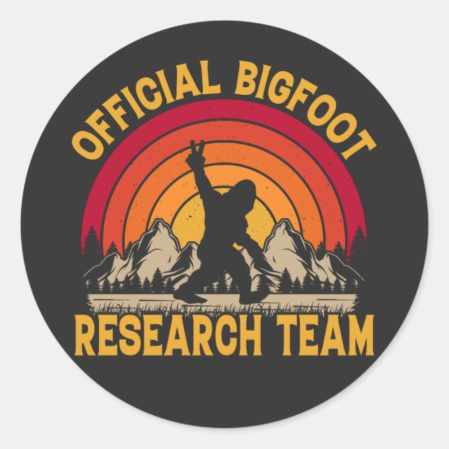 Pegatina Redonda Equipo de Investigación Original Bigfoot (Anverso)