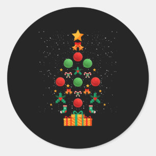 Pegatina Redonda Equipo de Kickball Árbol de Navidad Xmas