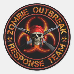 Pegatina Redonda Equipo de la respuesta del zombi