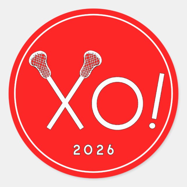 Pegatina Redonda Equipo de Lacrosse Rojo (Anverso)