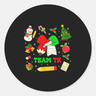 Pegatina Redonda Equipo de lazo coquette Tk Navidad Transición Kind