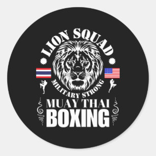 Pegatina Redonda Equipo de León Tailandia Kickboxing Muay Thai Mma
