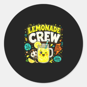 Pegatina Redonda Equipo de limonada divertido niños lindos puesto d