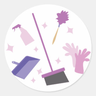 Pegatina Redonda Equipo de limpieza