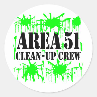 Pegatina Redonda Equipo de limpieza de área 51