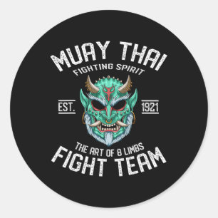 Pegatina Redonda Equipo de lucha del demonio Oni de Muay Thai - Nak