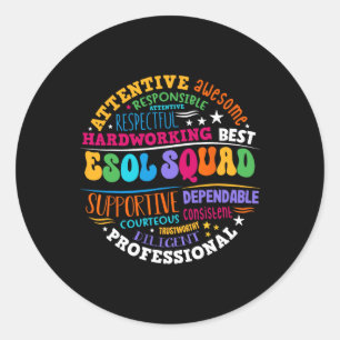 Pegatina Redonda Equipo de maestros y estudiantes de Esol Squad reg
