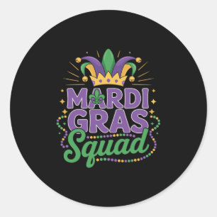 Pegatina Redonda Equipo de Mardi Gras Grupo de coincidencia Tripula
