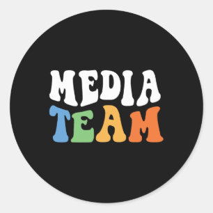 Pegatina Redonda Equipo de medios retro divertidos
