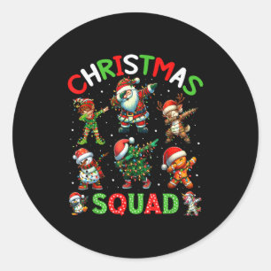 Pegatina Redonda Equipo de Navidad Santa Dabbing Elfo Familia Ropa