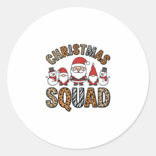 Pegatina Redonda Equipo de Navidad Santa Muñeco de Nieve Diseño de 