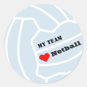 Pegatina Redonda Equipo de Netball en color Personalizado personali